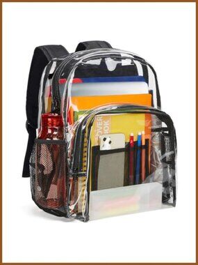 Clear Backpack Heavy Duty PVC Transparent Extra Large Reinforced Strap College
